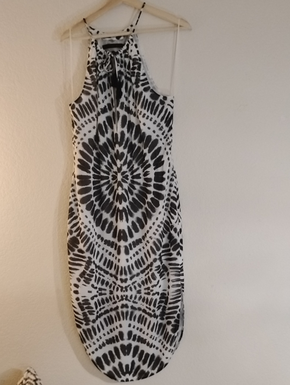 L.A.M.B. Black and White Halter Midi Dress